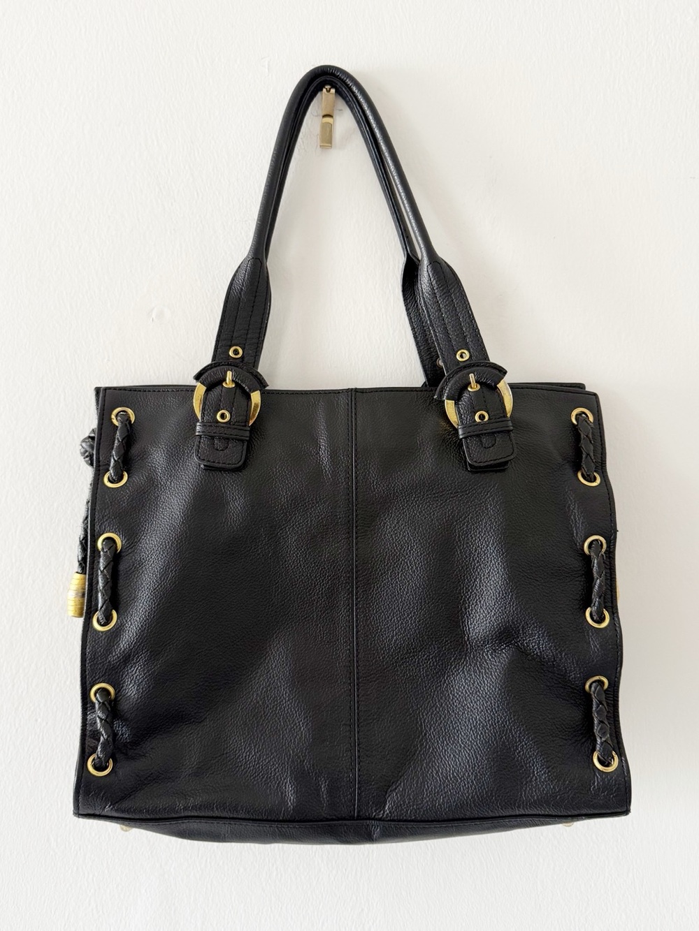 APC Black Pebbled Leather Gold Hardware Large Tote Bag Purse A.P.C.